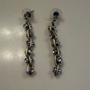 White House Black Market Twisted Silver Crystal Earrings